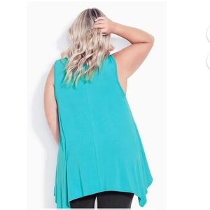 Melissa Paige Aqua Blue Flounce Hem Tunic Tank Top Sz Lg